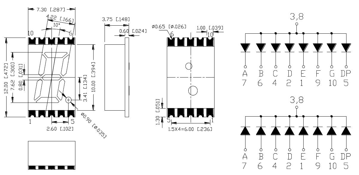 &Eacute;cran SMD 3011 &agrave; 1 chiffre de 0,3 pouce