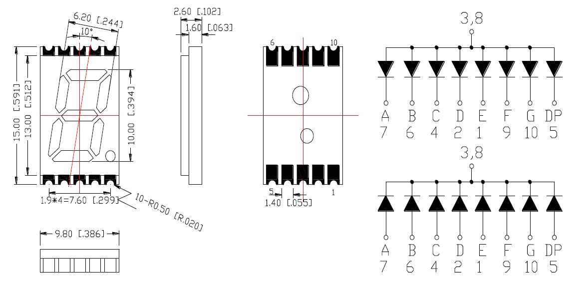 &Eacute;cran SMD 3912 &agrave; 1 chiffre de 0,39 pouce