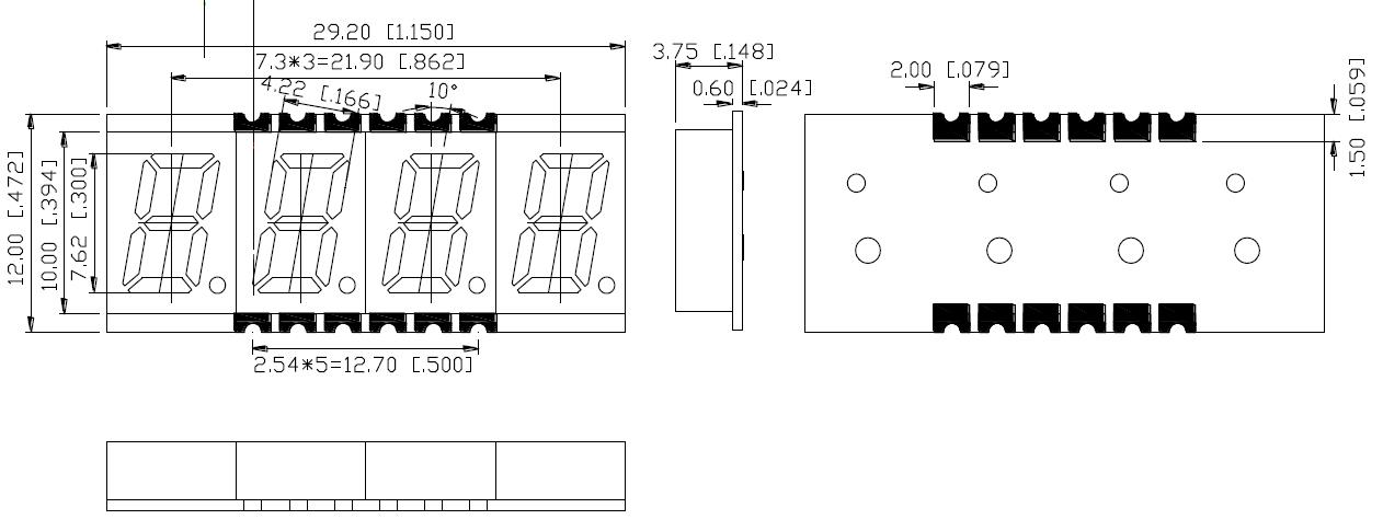 &Eacute;cran SMD 3040 &agrave; 4 chiffres de 0,3 pouces