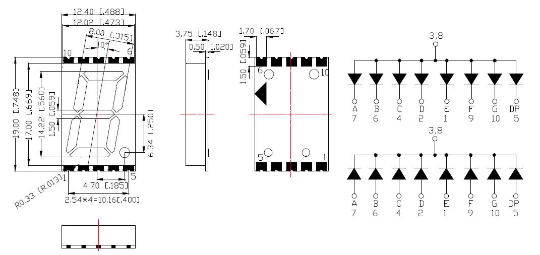 Affichage LED SMD &agrave; 1 chiffre de 0,56 pouces 5611