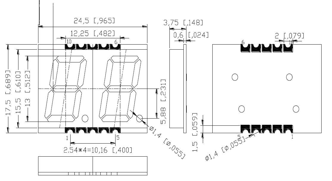 &Eacute;cran SMD 0,5 pouces &agrave; 2 chiffres 5120