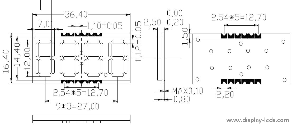 Affichage SMD à 7 segments à quatre chiffres de 0,39 pouce avec type d'horloge