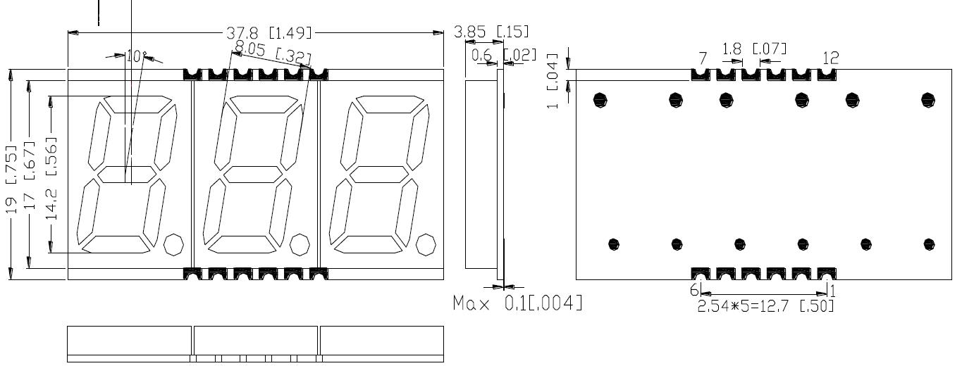 &Eacute;cran SMD &agrave; 3 chiffres de 0,56 pouce 5630