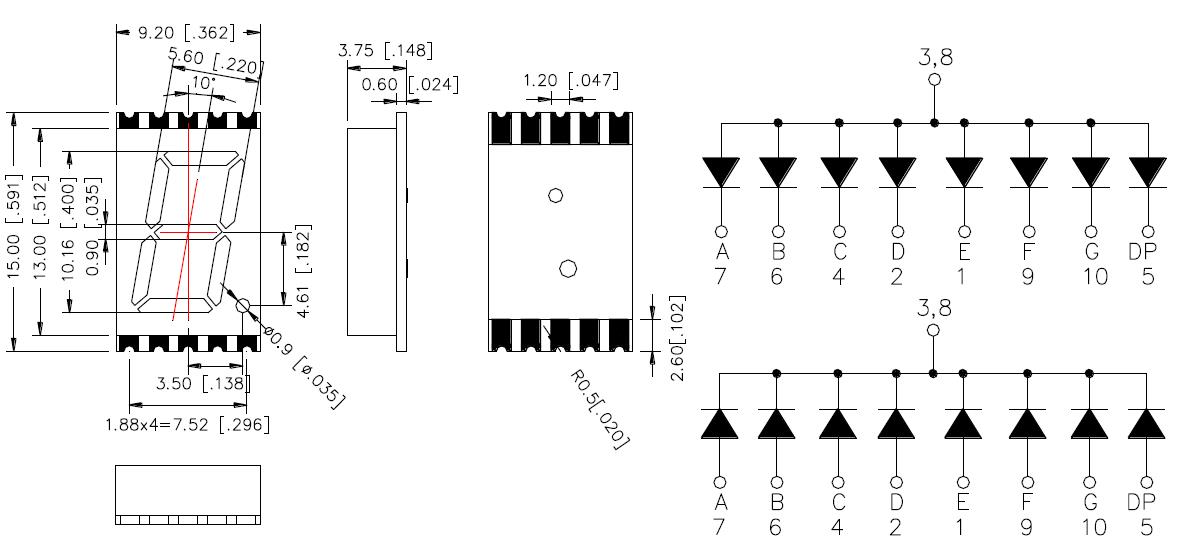 &Eacute;cran SMD 4010 &agrave; 1 chiffre de 0,4 pouces