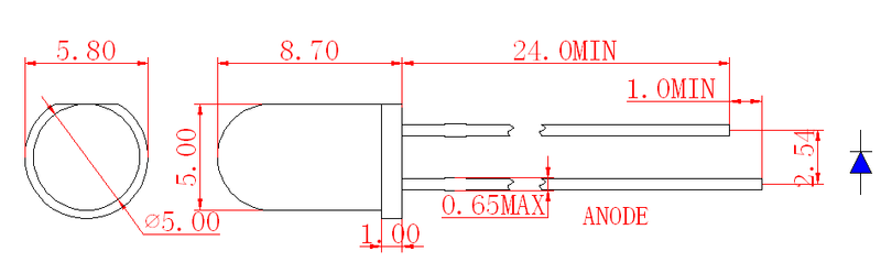 Diode émetteur infrarouge de 5 mm