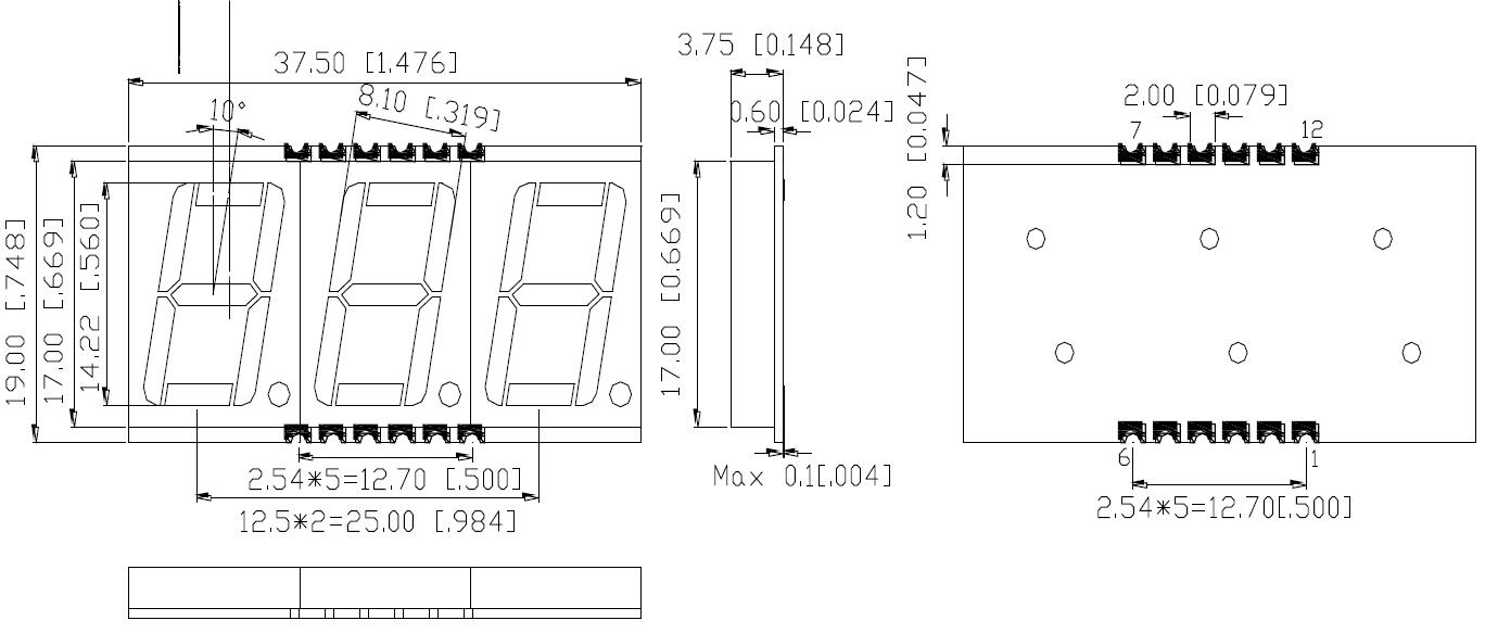 &Eacute;cran SMD &agrave; 3 chiffres de 0,56 pouces 5631
