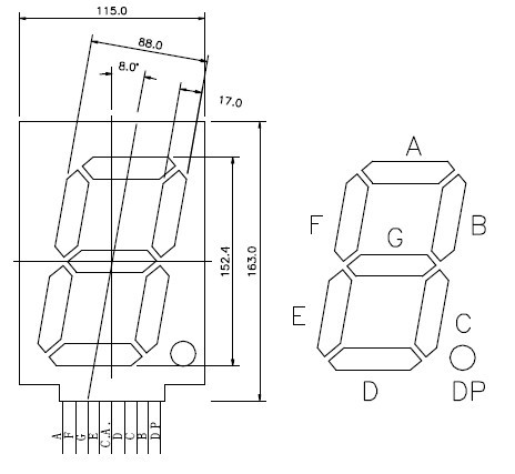 Grand écran LED à 7 segments de 6 pouces