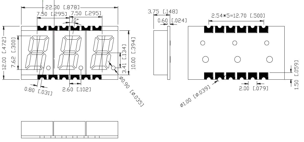 &Eacute;cran SMD 3030 &agrave; 3 chiffres de 0,3 pouces