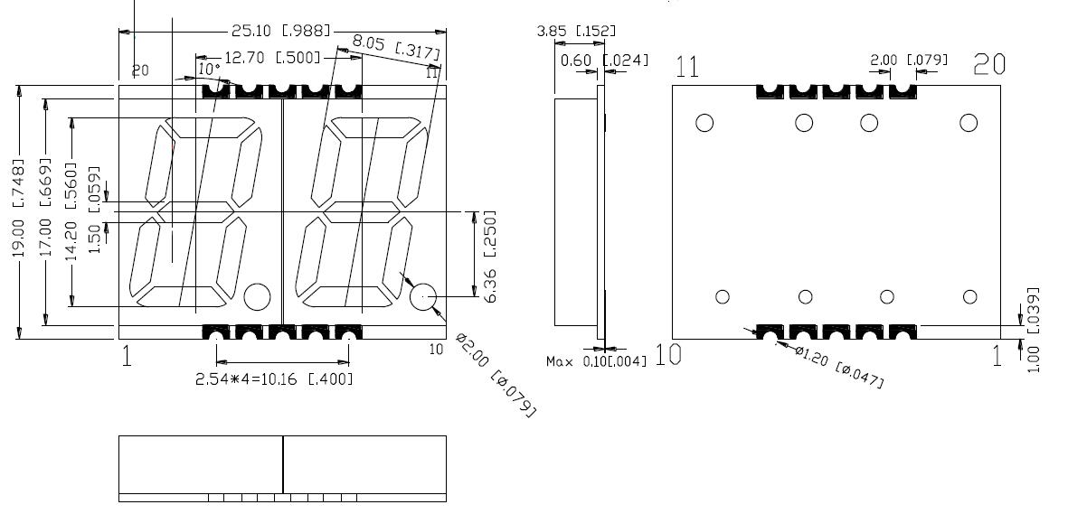 &Eacute;cran SMD 0,56 pouces &agrave; 2 chiffres 5620