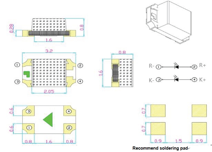 1206 LED SMD double couleur