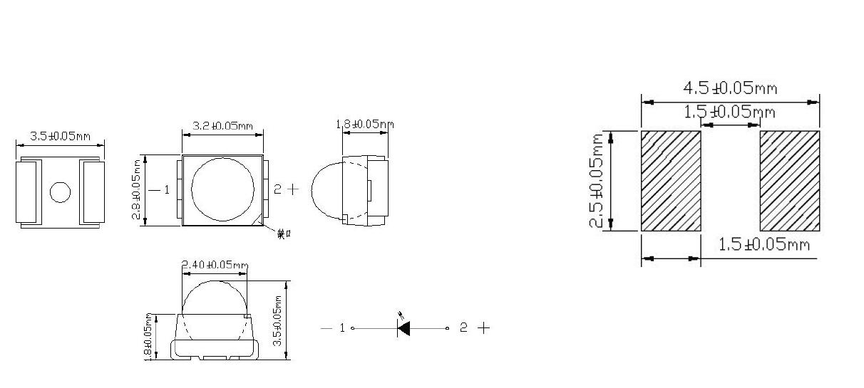 3528 SMD LED avec 30 degr&eacute;s